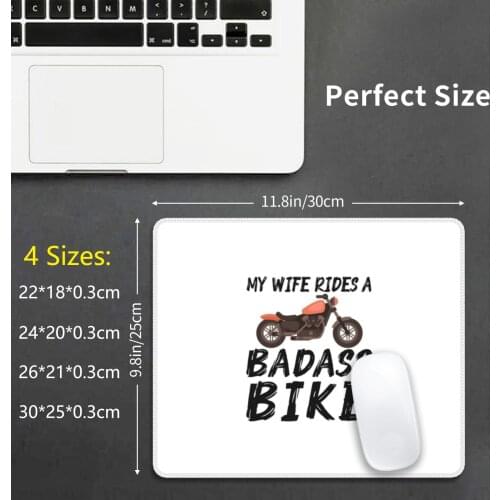My Wife Rides A Badass Bike Mouse Pad DIY Print Cushion Motorcycle Cruiser Chopper Mother Biker Women Chicks