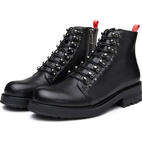 Hot Selling Cow leather Mens Boots Ankle Martin Boots Shoes Fashion work Boots High Quality Retro Shoes punk style