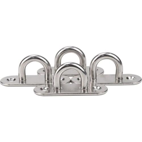 6 Pcs 5mm Stainless Steel Eye Plate Oblong Pad Eye Plate Metal Staple Ring Hook Hardware