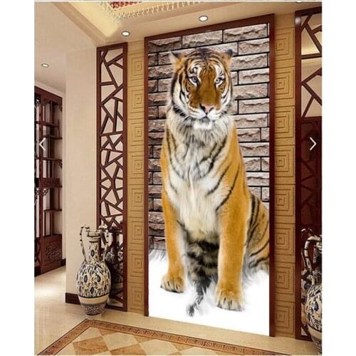 Beibehang wall paper 3d art mural HD kingly king of the forest tiger covering Home Decor Modern Wall Painting For wallpaper