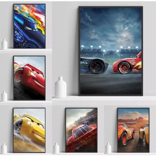 Disney Kids Room Wall Art Decor Cars Lightning McQueen Cartoon Posters Racing Canvas Painting Boy Gift Home Decoration Picture