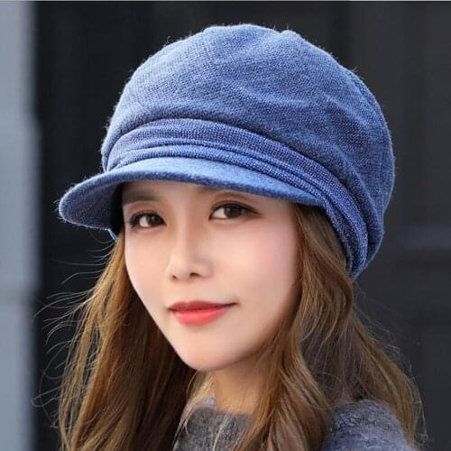 2020 New Style Women Woolen Beret Octagon Hat Autumn Winter Warm Painter Newsboy Cap Vintage Plaid Beret Casual Sombrero