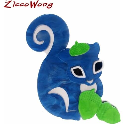 ZiccoWong New Arrival Acrylic Lovely Squirrel Brooch Badge For Women Girl Kids Cute Animal Fashion Pins Brooch Clothes Pins Gift