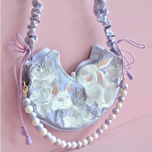 2021 New Design Chinese Women Handbags Beaded Silk Cotton Hanfu Cheongsam Underarm Bags Girls Cute Purse Crossbody ShoulderBag