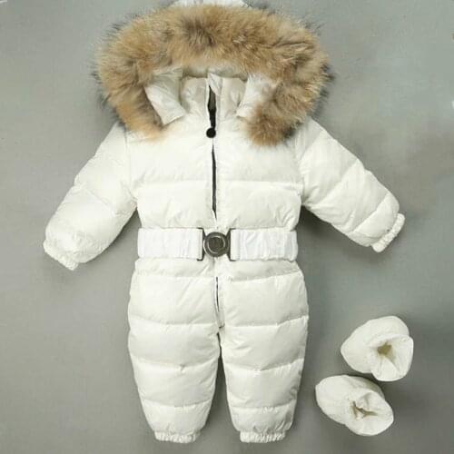 2020 New Style Down Jacket for Newborn Babies Boys and Girls Warm Siamese Down Jacket Thick Fur Collar Jacket Winter Down Jacket