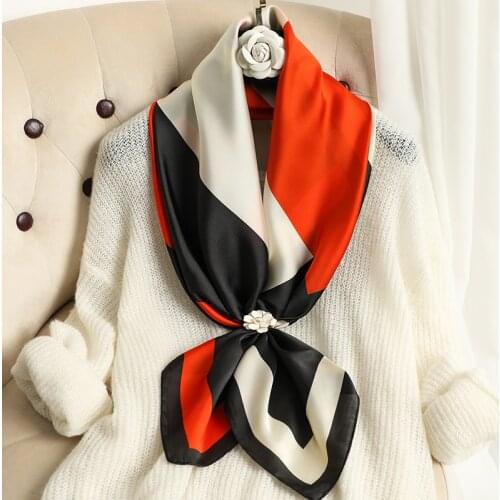 2021 Women Scarf Silk Square Hair Band Female Print Bandana Shawl Wraps Hijab Lady Headband Foulard Scarves Neckerchief Summer