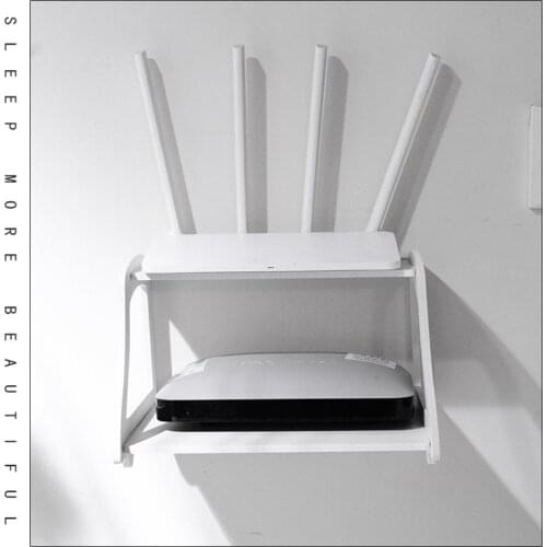 Double-Layer Hollow Router Storage Rack TV Wall-Mounted Set-Top Box Shelf Punch-Free Wall Rack Useful Tools Solid