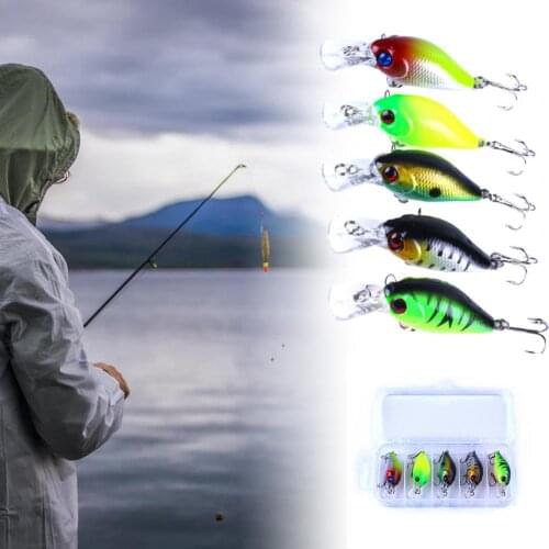 5Pcs Fishing Bait Bionic Attractive Wear Resistant Sharp Hard Lure Hook Jig with Case for Seafishing