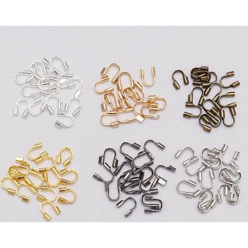100pcs 4.5x4mm Gold Wire Protector Wire Guard Guardian Cable Protectors Loops U Shape for DIY Bracelet Necklace Jewelry