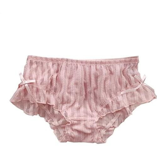 Japanese Lolita Style Transparent Underwear Women Lace Stripe Briefs Sexy Panties Seamless Lingerie