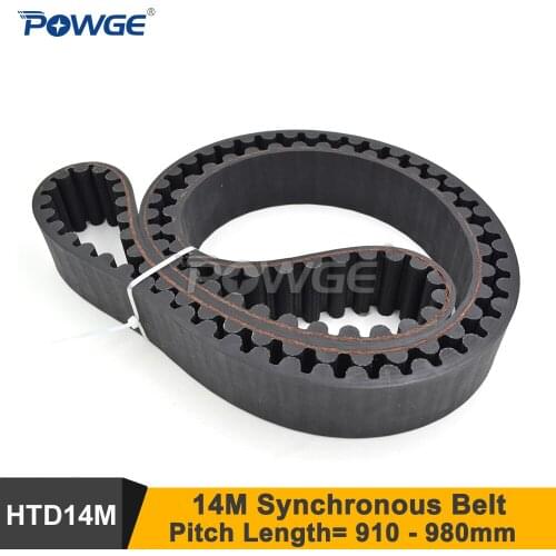 POWGE 952/966/980 14M Synchronous Belt Teeth=68/69/70 Width=30/40/50mm Rubber 952-14M 966-14M 980-14M HTD14M Timing Belt Pulley