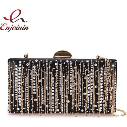 Luxury Tassel Diamond Fashion Pu Women Party Evening Bag Clutch Bag Shoulder Bag Crossbody Mini Bag Female Bolsa Handbag Purse