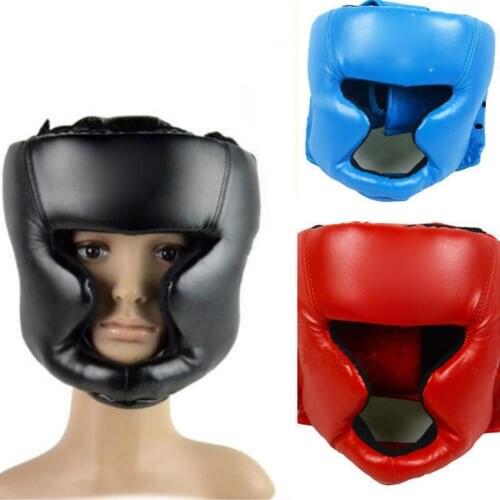 80% Hot Sales!!Faux Leather Boxing Martial Arts MMA Helmet Head Guard Headgear Head Protection