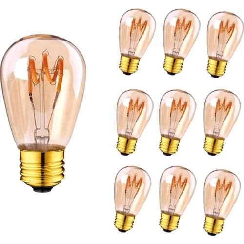 ST45 Led Lamps E27 220V 3W Dimmable Amber Glass Edison LED Spiral Filament Light Bulb Yellow 2200K E26 110V Decorative LED Bulb