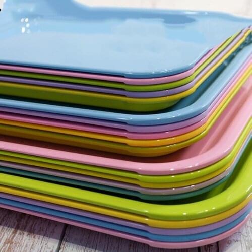 Canteen Serving Tray Melamine Plastics Dish Plates Hotel Restaurant Rectangular