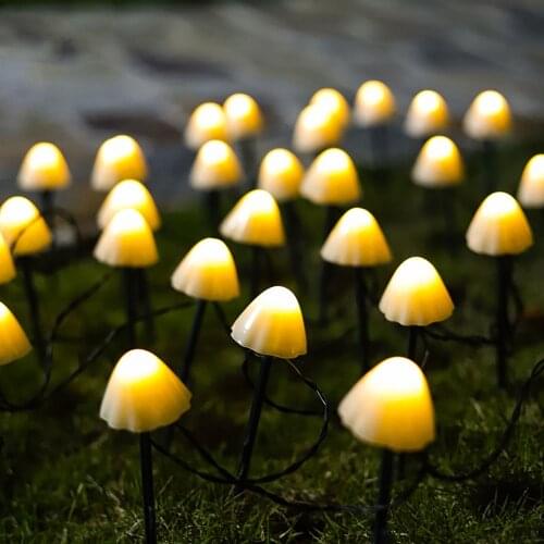 Solar Mushroom String Lights Outdoor LED Garland Waterproof Landscape Christmas Fairy Lamp For Lawn Garden Patio Street Decor