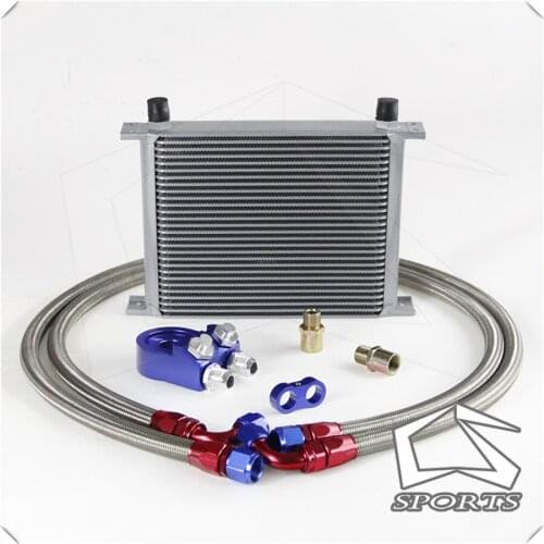Universal 28 Row 10AN Oil Cooler + M20*1.5 & 3/4*16 UNF Filter Adapter Hose Kit