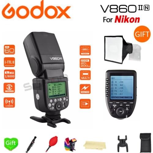 Paypal Accpect, Godox V860II-N Flash V860II GN60 i-TTL HSS 1/8000s Li-ion Battery Speedlite Flash + Xpro-N trigger for Nikon