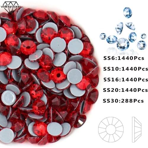 Top Quality Red Rhinestones Hot Fix Crystal Iron On Rhinestones Glass Bling Flat Back Gems Strass For Clothes/Wedding Dress DIY