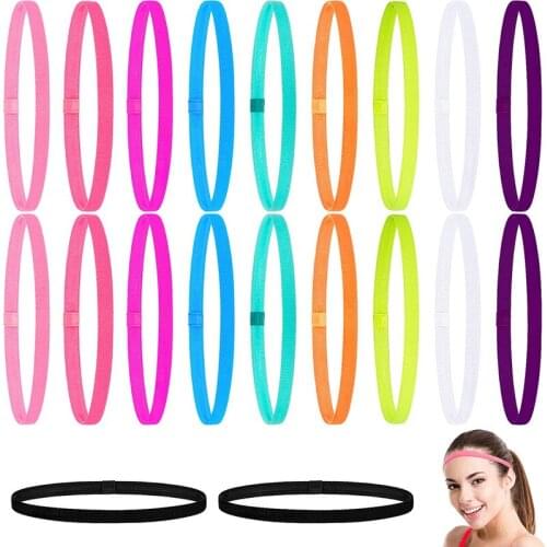 Women Sweatbands Yoga Pure Hair Bands Anti-slip Elastic Rubber Thin Headbands for Running Jogging Yoga Workout