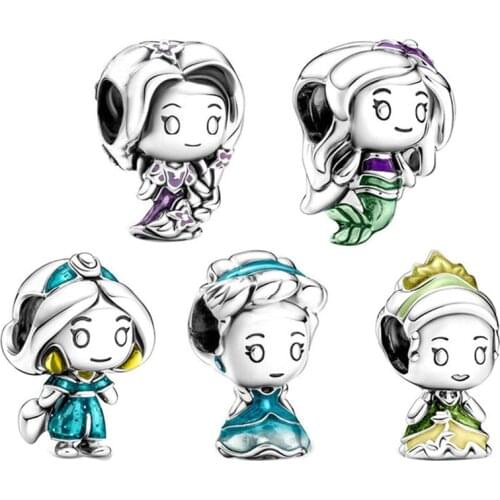 1Pcs New Cute Girl Pendant DIY Beads Suitable for Original Pandora Charm Bracelet Ladies Jewelry Making Gifts