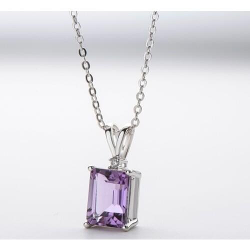 100% 925 Sterling Silver 7*9mm Topaz Pendant Ladies Amethyst stone Pendant Necklace For Women Anniversay Gifts Jewelry Wholesale
