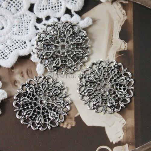 20PCS Antiqued Silver plated brass Filigree Jewelry 25mm Setting Cab Base Connector Finding (FILIG-AS-24)