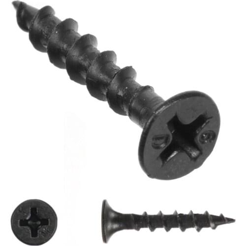 200pcs M4 Wood Furniture Self Tapping Screws Countersunk Bugle Head Screw Black Oxide Cross Countersunk Head Drywall Screws