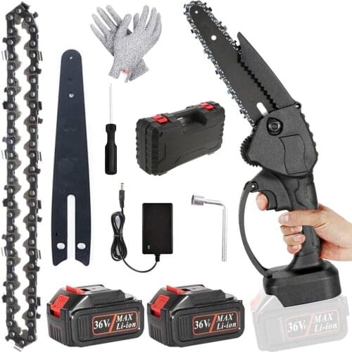 6 inch Electric Chainsaw Cordless Battery Chainsaw Handheld Chainsaw 36V Rechargeable Power Chainsaw with Plastic Box Packaging
