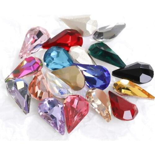 8x13mm Nail Art Rhinestones Glitter AB Color Crystal Stone Drop Shape Pointback Nail Gems Strass cristal pedras e cristais