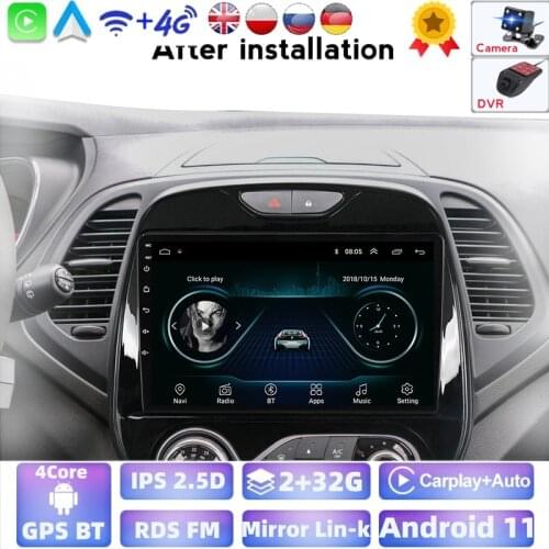 9'' IPS Android 9.0 2G +32G Car Multimedia Auto Radio For Renault Captur CLIO 2011 2014 2015 2016-2018 Manual A/C GPS BT Camera