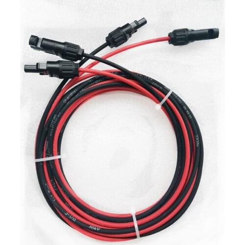Free shipping 1 Pair 6/4/2.5mm2 10/12/14 AWG Tinned Copper Double Sheathed Wire with PV Connector for Solar Photovoltaic System