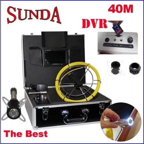 Free shipping 40m cable dvr video recording function pipe inspection camera fiberglass cable sewer pipe camera cctv camera