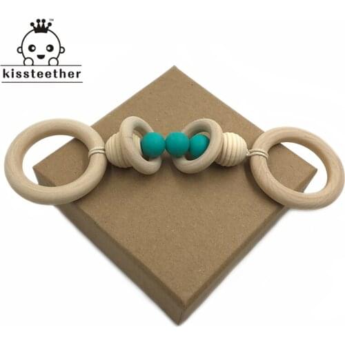 Wooden Teether Montessori Play Gym Hand Baby Teether DIY Baby Nursing Accessories