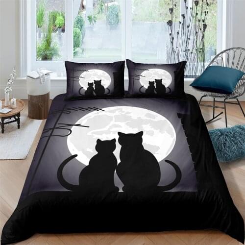 Home Textiles Luxury 3D Cartoon Cat Print 2/3Pcs Comfortable Duvet Cover PillowCase Bedding Set Queen and King EU/US/AU Size