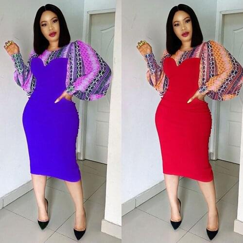 Elegant Dress Women Summer Bat Long Sleeve Plus Size Dresses Fashion Elastic Package Hip Office Lady African New Vestidos Robe