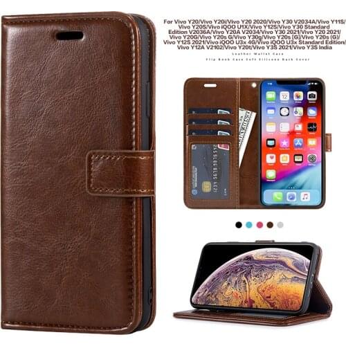PU Leather Flip Case For Vivo Y20 Y20i Y11S Y20S Y12S Case Wallet Cover For Vivo Y20 2020 Y30 V2034A Vivo iQOO U1X Business Case