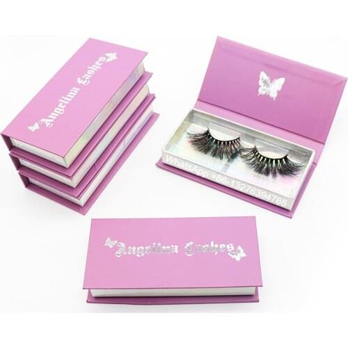 Hot Stamping Sliver Butterfly Mink Eyelash Packaging With Private Label Dramatic 25mm Mink Eyelashes Custom Eyelash Packaging