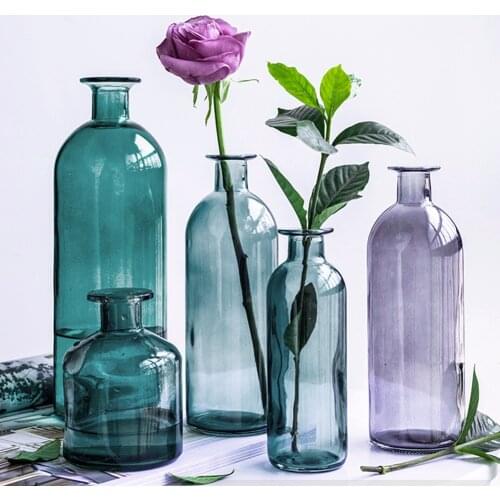 Classic Multicololr Nordic Flower Basket Bottles Display Vases Tall Plant Holder Potted Glass Vase Table Home Decoration Garden