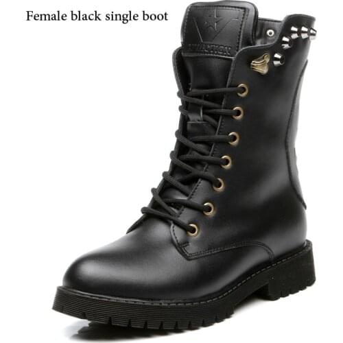 BIMUDUIYU Classic Ankle Boots Trendy Motorcycle Men Couple High Cut Rivet Snow Boots Winter Warm Flat Shoes Russian Style