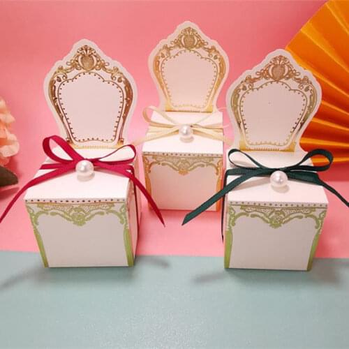 Creative Retro Wedding Sugar Pink Gold Box Gift Box with Ribbon Decorative Wedding Favor Table Decor Candy Boxes chocolate