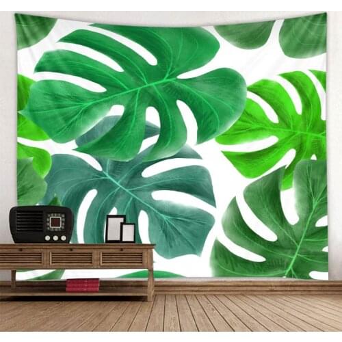 Plant Leaf Print Mandala Tapestry Psychedelic Wall Hanging Bohemian Indian Floral Wall Tapestry Beach Towel Bedroom Decoration