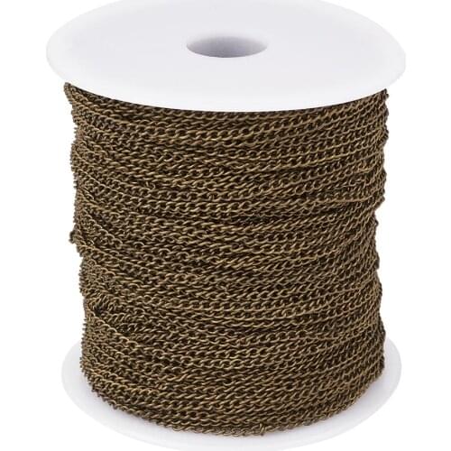 100m/roll Metal Iron Twisted Chains Curb Chains Necklace Bracelets Chains Link Jewelry Making 3.5x2x0.5mm