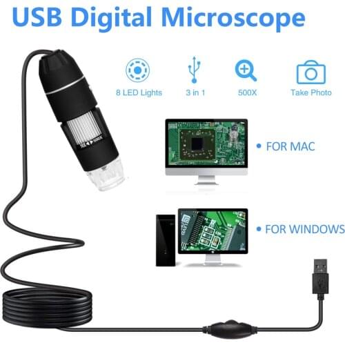 0-16000X Multifunctional Handheld Portable Digital Microscope USB Interface Electron Microscopes with 8 LEDs 300000 Pixels