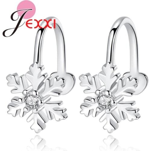 Fashion Snowflake Shape Ear Clip For Women Girl Female Sisters Top Quality 925 Sterling Silver Jewelry Earrings Wholesale