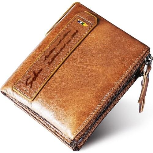 SOBU Wallet Men 100% Genuine Leather Short Wallet Vintage Cow Leather Coin Purse Casual Wallets Purse Standard Card Holders