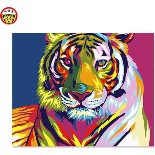 Painting by numbers art paint by number color tiger abstract decorative painting painted their coloring