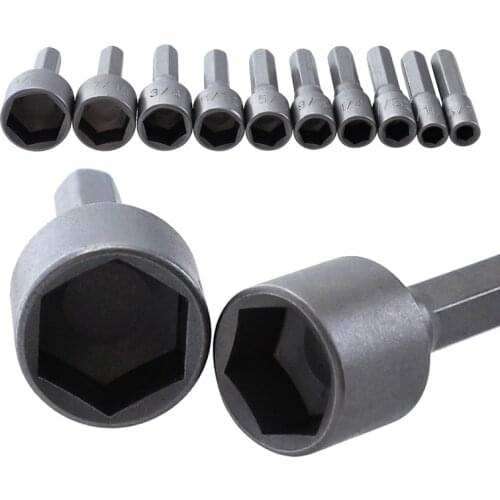 10/11PCS Screwdriver Socket Set Power Nut Driver Hex Shank Drill Bit Adapter Socket Set Wrench Drill Tools 5/32-1/2IN 4-13MM