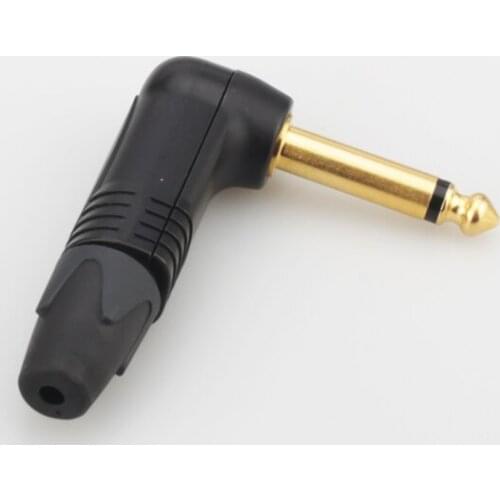 Neutrik 24K Gold Plated Right angle mono Jack 6.35mm Luxury Microphone Plug Speaker Connector 6.35mm Mono Plug Assembly