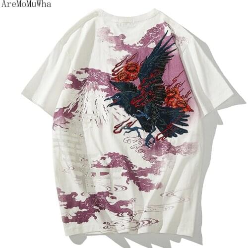 2021 New Yokosuka Embroidered Fire Crow Japanese Fashion Brand Mens Personalized Rock T-shirt West Coast Bandit Mens T Shirts